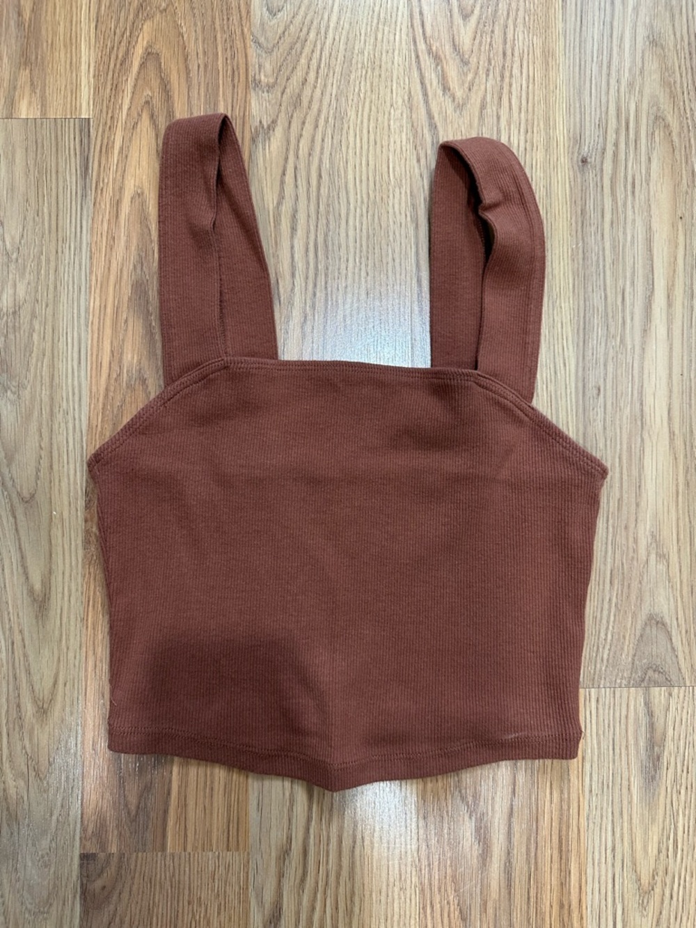 Abercrombie & Fitch Rust Ribbed Square-Neck Cropped Tank